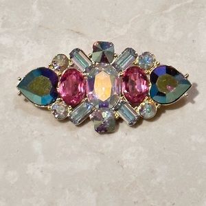 Yves Saint Laurent heart crystal statement brooch, YSL jewelry France pin